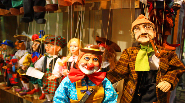 Traditional puppets - clown and old man