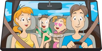 0511-1104-2714-4876_Cartoon_of_a_Family_on_Vacation_Driving_in_Their_Car_clipart_image